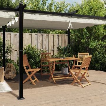 vidaXL Foișor de grădină, acoperiș retractabil, crem, 3x6 m, aluminiu
