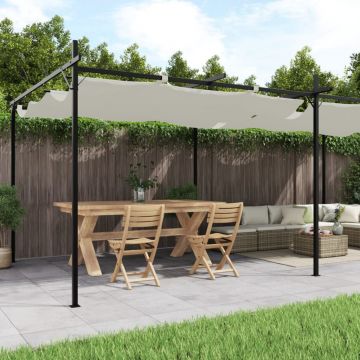 vidaXL Pergola cu acoperiș retractabil, crem, 589x292x230 cm