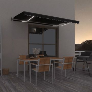 Copertină automată cu senzor vânt & LED, antracit, 400x350 cm Copertină automată cu senzor vânt & LED, antracit, 400x350 cm