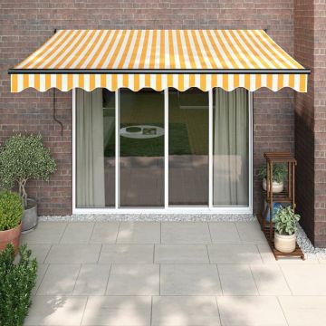 Copertina automată retractabilă, galben și alb, 3,5x2,5 m