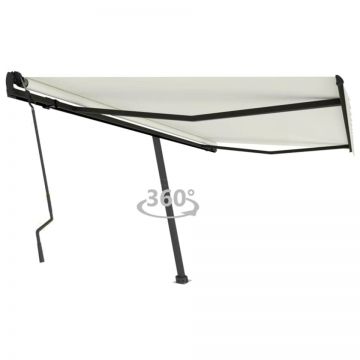Copertină autonomă retractabilă manual, crem, 450x300 cm