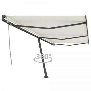 Copertină autonomă retractabilă manual, crem, 600x300 cm