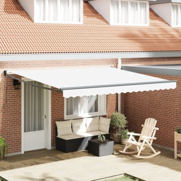 Copertină manuală retractabilă Alb 400x300 cm, Material de înlocuire pentru copertină pentru cadru de 4x3 m Alb