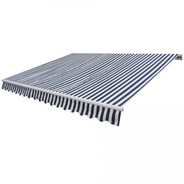 Copertină pliabilă cu acționare manuală, 300 cm, albastru/alb