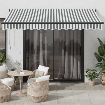 Copertină retractabilă antracit/alb, 3,5x2,5 m, textil/aluminiu