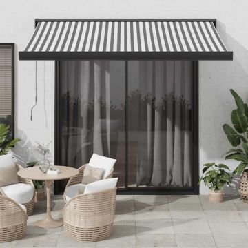 Copertină retractabilă antracit/alb, 3,5x2,5 m, textil/aluminiu