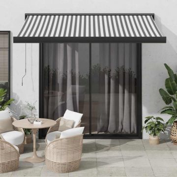 Copertină retractabilă antracit/alb, 3x2,5 m, textil/aluminiu