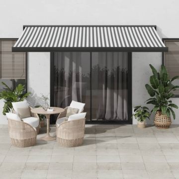 Copertină retractabilă antracit/alb, 4x3 m, textil/aluminiu