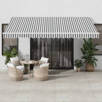 Copertină retractabilă automat, antracit/alb, 450x300 cm