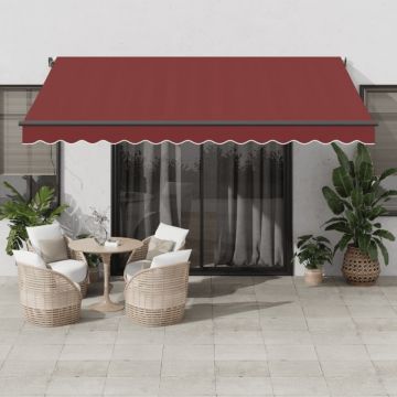 Copertina retractabilă automat cu LED-uri, vișiniu, 400x350 cm