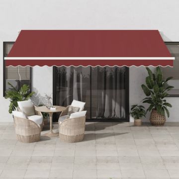 Copertina retractabilă automat cu LED, vișiniu, 450x300 cm