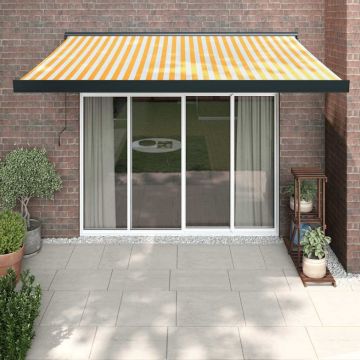 Copertină retractabilă, galben/alb, 3x2,5 m, textil/aluminiu