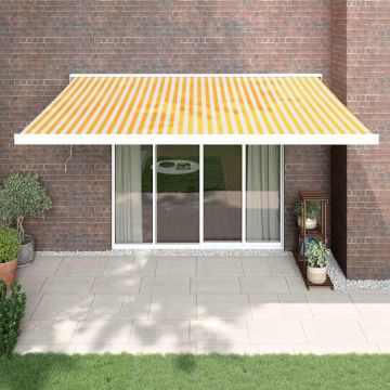 Copertină retractabilă, galben/alb, 4,5x3 m, textil/aluminiu