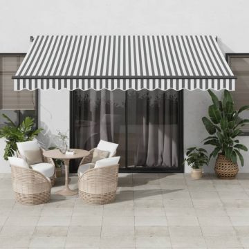 Copertină retractabilă manual, antracit/alb, 400x350 cm