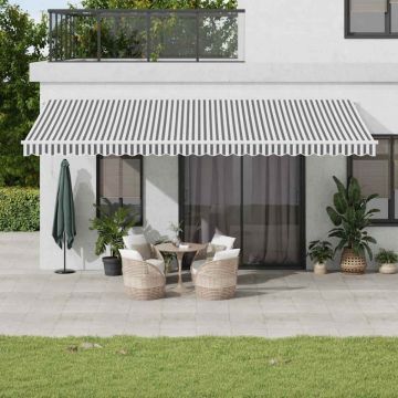 Copertină retractabilă manual, antracit/alb, 600x300 cm