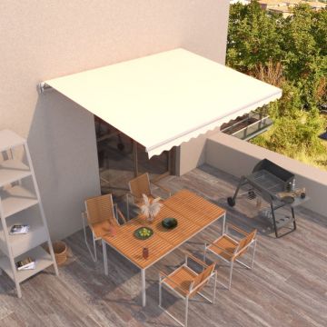 Copertină retractabilă manual, crem, 450x300 cm