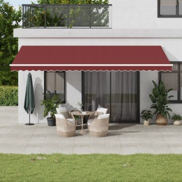 Copertina retractabilă manual cu LED, vișiniu, 600x300 cm