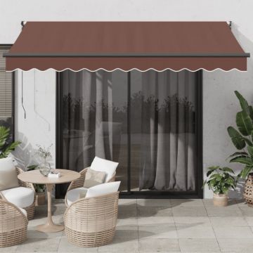 Copertină retractabilă manual, maro, 350x250 cm