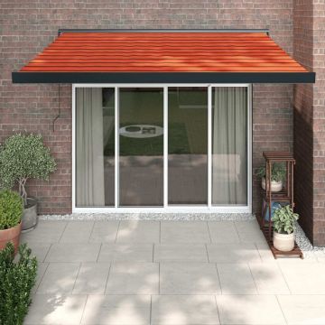 Copertină retractabilă portocaliu/maro 3x2,5 m, textil/aluminiu