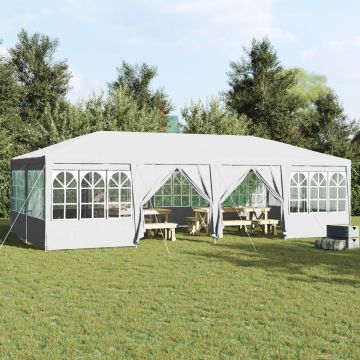Cort de petrecere cu 12 pereți laterali Alb 8x4 m PE