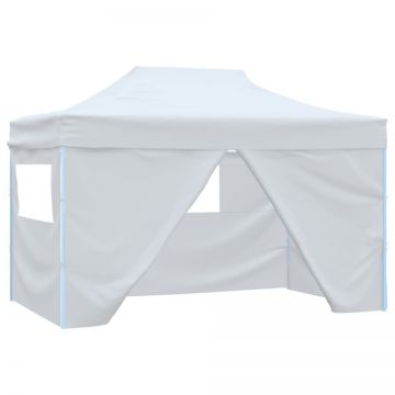Cort de petrecere pliabil cu 4 pereți, alb, 3 x 4,5 m