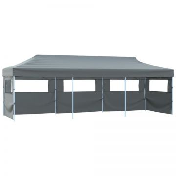 Cort petrecere pliabil cu 5 pereți laterali, antracit, 3 x 9 m