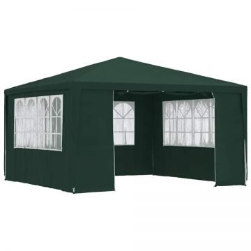 Cort petrecere profesional cu pereți laterali verde 4x4m 90g/m²