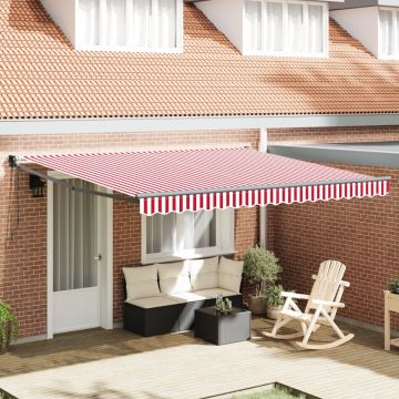 Marcheta Retractabilă Automată cu Dungi Roșii și Albe 400x300 cm