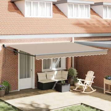 Marcheză Retractabilă Automată Bej 450x300 cm, Material pentru înlocuirea marchizei de 4.5x3 m Bej