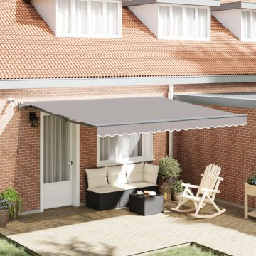 Marchiza automată retractabilă cu LED Gri deschis 400x350 cm, Material pentru înlocuirea marchizei pentru cadru de 4x3,5 m gri deschis