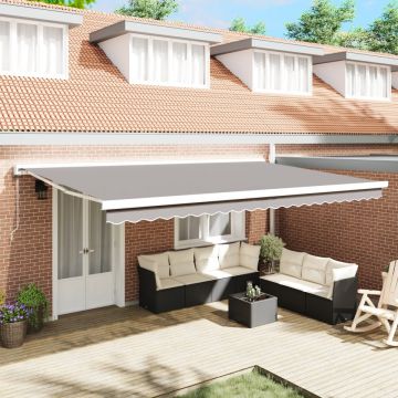 Marchiză Automată Retractabilă Gri Deschis 500x300 cm, Fabrică de Înlocuire marchiză pentru cadru de 5x3 m Gri Deschis