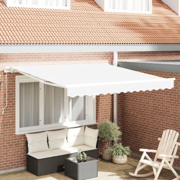 Marchiză manuală retractabilă albă 300x250 cm, Fabrică de înlocuire pentru marchiză 3x2,5 m albă