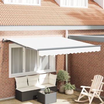 Marchiză Manuală Retractabilă Albă 350x250 cm, Căptușeală de Marchiză pentru Cadru de 3,5x2,5 m Alb