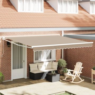 Marchiză manuală retractabilă Bej 400x300 cm, Căptușeală pentru marchiză pentru cadru de 4x3 m Bej
