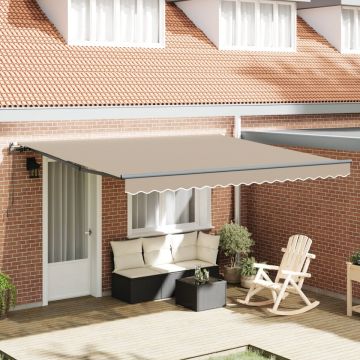 Marchiză manuală retractabilă Bej 400x300 cm, Material pentru marchiză pentru cadru de 4x3 m Bej