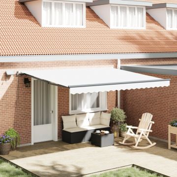 Marchiză manuală retractabilă cu LED Alb 400x300 cm, Material pentru înlocuirea marchizei pentru cadru de 4x3 m Alb