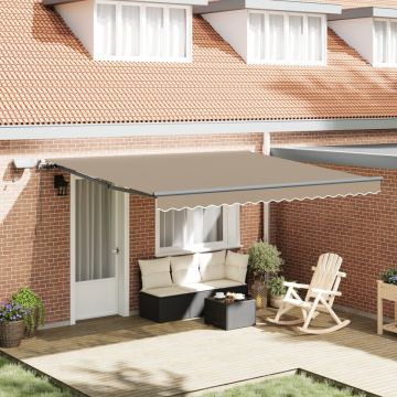 Marchiza manuală retractabilă cu LED Bej 400x300 cm, Material de schimb pentru marchiză pentru cadru de 4x3 m Bej
