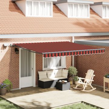 Marchiză Manuală Retractabilă cu LED Portocalie și Maro 400x300 cm