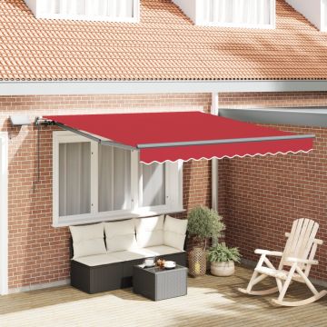 Marchiză Manuală Retractabilă cu LED Roșie 350x250 cm, Țesătură de Înlocuire pentru Marchiza pentru Cadru de 3.5x2.5 m Roșie
