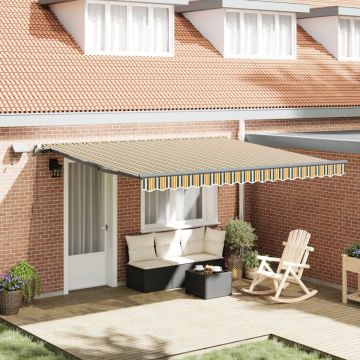Marchiză manuală retractabilă cu LED Verde și Galben 400x300 cm, Material de schimb pentru marchiză pentru cadru de 4x3 m Verde și Galben