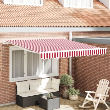 Marchiză manuală retractabilă Dungi roșii și albe 300x250 cm