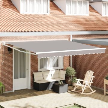 Marchiză manuală retractabilă Gri 400x300 cm, Țesătură de înlocuire pentru marchiză pentru cadru de 4x3 m Gri