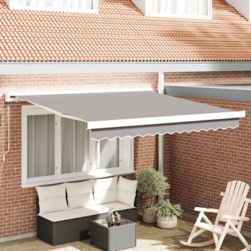 Marchiză Manuală Retractabilă Gri Deschis 300x250 cm, Material de Înlocuire pentru Marchiză 3x2,5 m Cadru Gri Deschis
