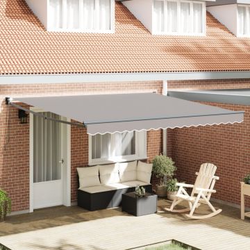 Marchiză Manuală Retractabilă Gri Deschis 400x300 cm, Material de Înlocuire pentru Marchiză 4x3 m Gri Deschis