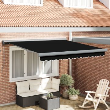 Marchiză manuală retractabilă neagră 300x250 cm, Țesătură de înlocuire pentru marchiză 3x2.5 m cu cadru negru