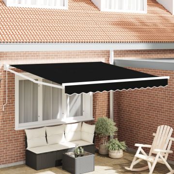 marchiză manuală retractabilă Neagră 350x250 cm, material de înlocuire pentru marchiză pentru cadru de 3.5x2.5 m Negru