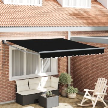 Marchiză manuală retractabilă neagră 350x250 cm, Material de înlocuire pentru marchiză pentru cadru de 3.5x2.5 m negru