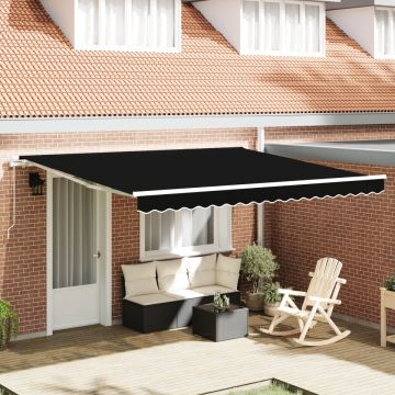 Marchiză manuală retractabilă neagră 400x300 cm, Țesătură de înlocuire pentru marchize pentru cadru de 4x3 m negru