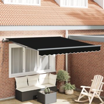 Marchiza manuală retractabilă Negru 350x250 cm, Material de înlocuire pentru marchiză pentru cadru de 3,5x2,5 m Negru
