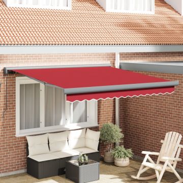 Marchiză Manuală Retractabilă Roșie 300x250 cm, Material de Înlocuire pentru Marchiză pentru Cadru de 3x2.5 m Roșie